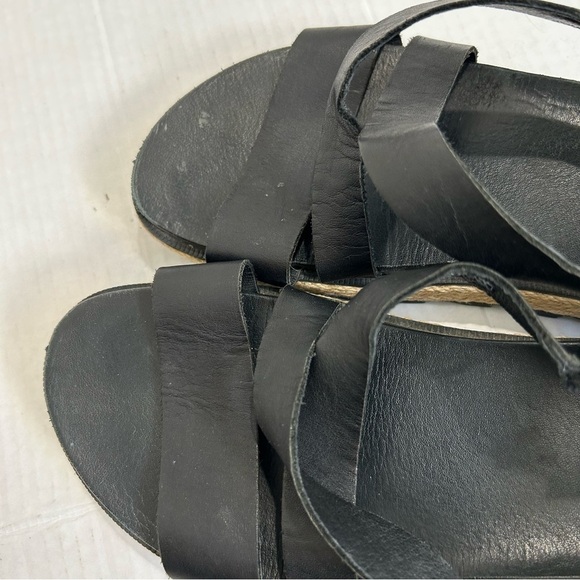 Sorel Roaming Criss Cross Sandals Jute Black Leather Size 8 Espadrille Summer - Picture 6 of 10
